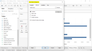 3. Select the Wildcard tab in Tableau