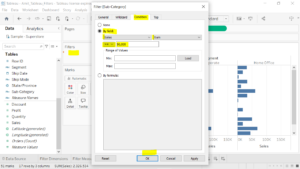 3. Set the Conditional Filter for Sum of Sales in Tableau