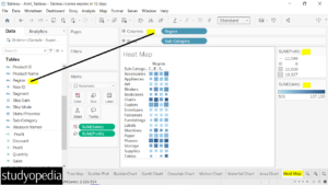 3. Set the column for Tableau Heat Map