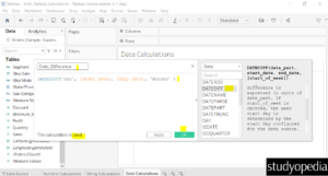 3. The DATEDIFF date function in Tableau