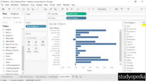 3. Values visible on the right to filter in Tableau