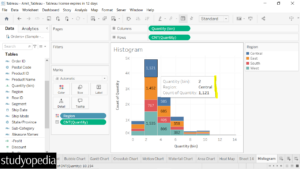 4. Keep the mouse cursor to get the details in Tableau Histogram