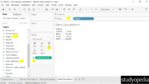 5. Drag the new date difference field to the Marks shelf in Tableau