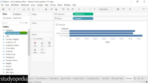 6. A new field with the group created in Tableau