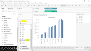 6. Set Gantt Bar from the Marks pane in Tableau