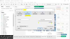 6. Set the Range of Date filter for a column in Tableau