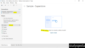 6. The workbooks of the sample superstore visible in Tableau