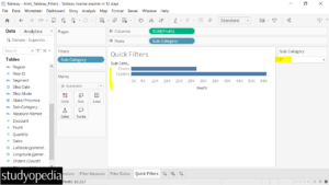 7. Filtered with Quick Filtering in Tableau