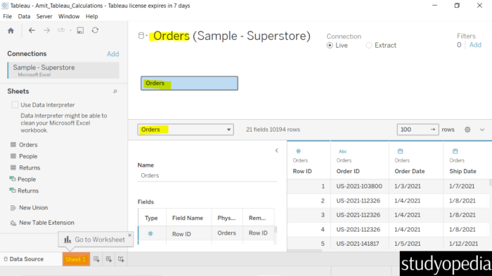 Tableau - Numeric Calculations - Studyopedia