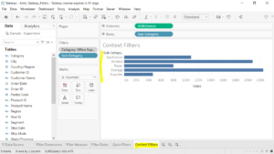 9. Context Filter set in Tableau