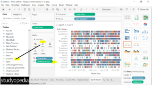 9. Set a different size for the Gannt Chart values in Tableau