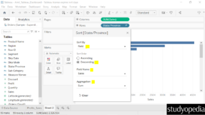 9. Sort the fields in descending order in Tableau