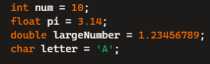 C datatypes code example