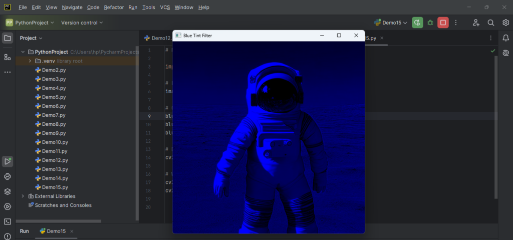 Add a blue color tint with OpenCV