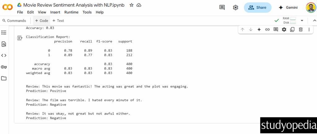 NLP Movie Review Sentiment Analysis