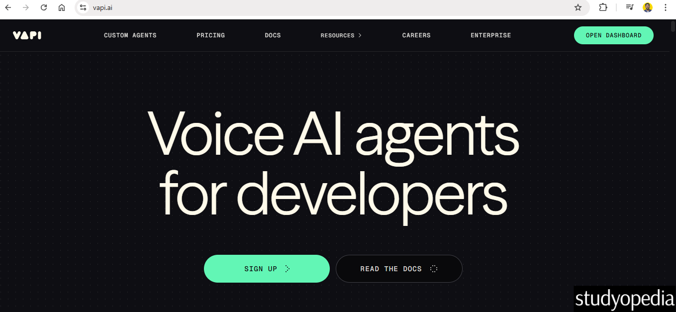 Sign up for Vapi to build an AI Agent