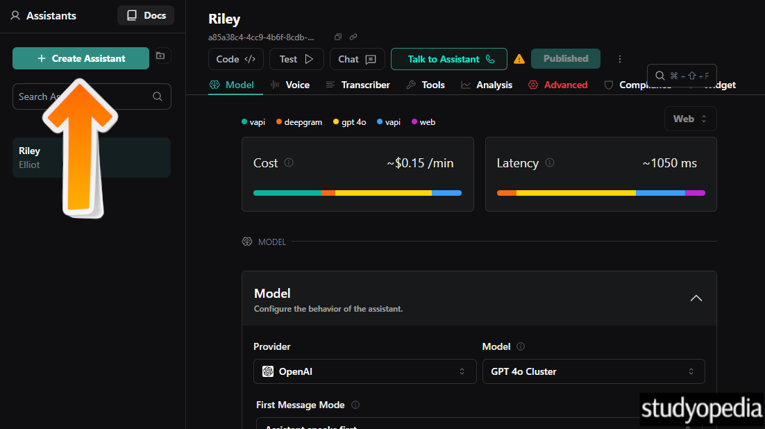 Create an AI assistant for Vapi