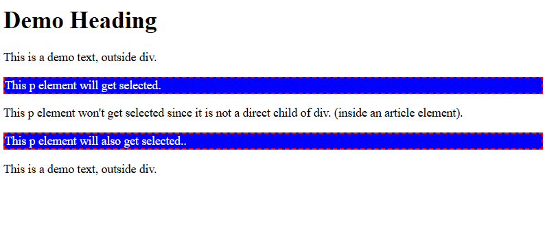 Child Combinator in CSS