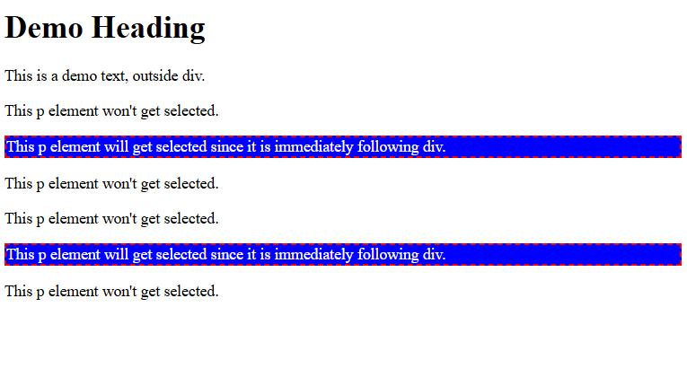 Adjacent (Next) Sibling combinator