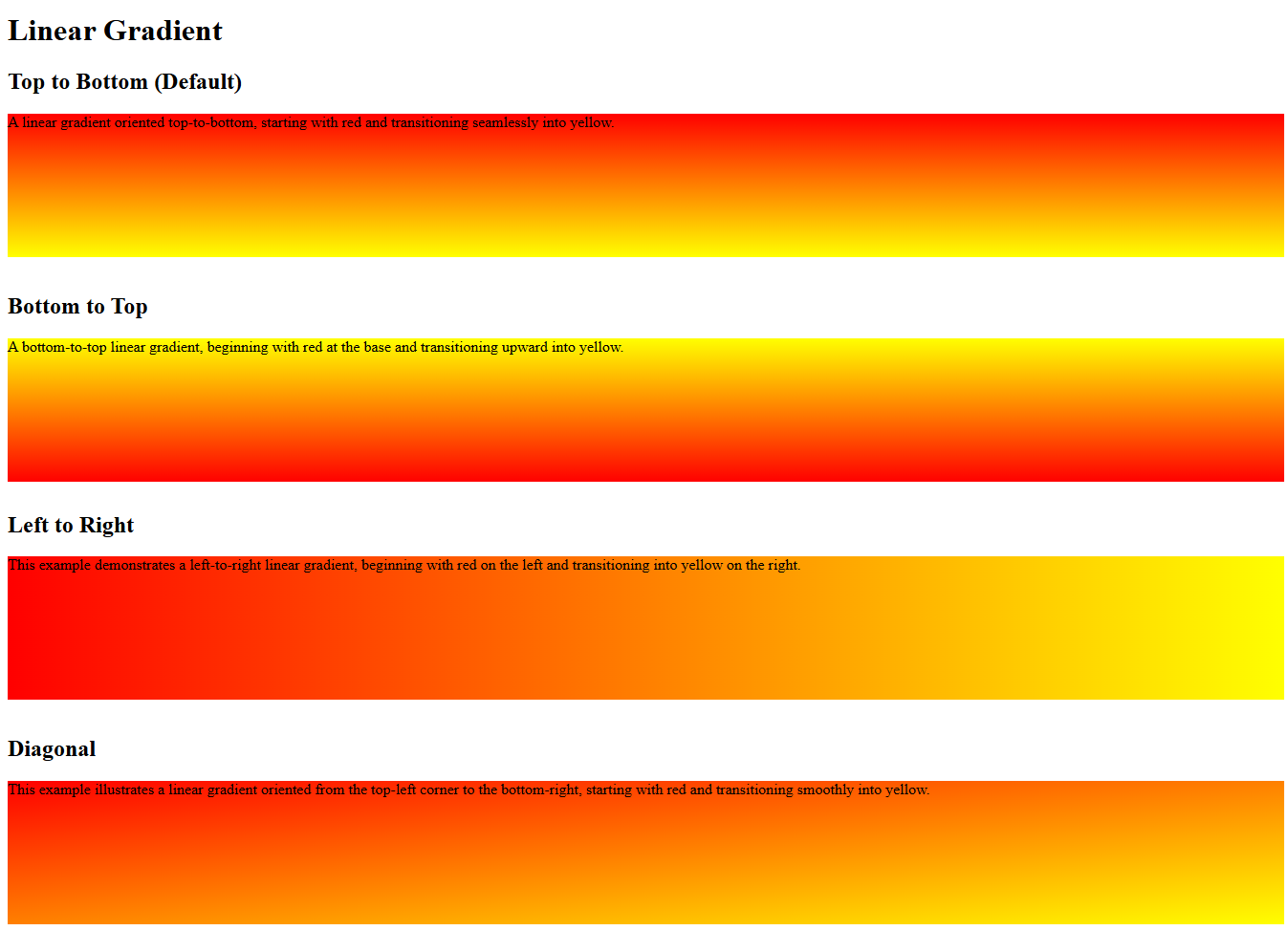 Set the direction of the linear gradient