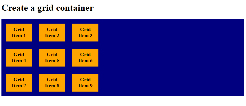 justify content start in CSS Grid