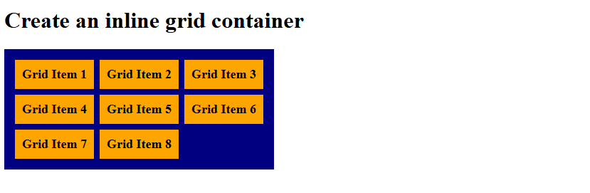 Create an inline grid container