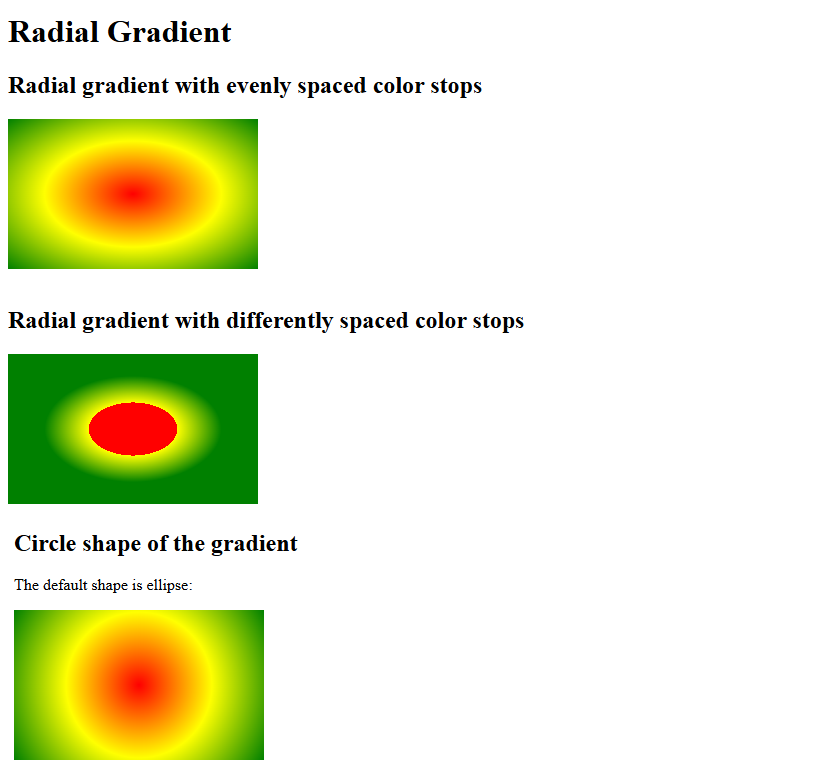 Set the radial gradient in css