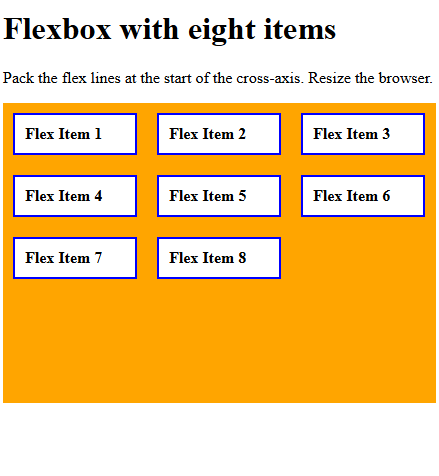 align content flex start in css