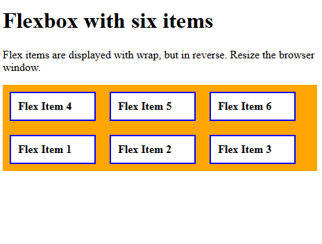 Flex wrap reverse css