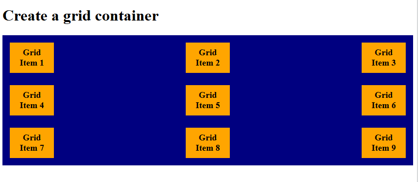 justify content space between in CSS Grid