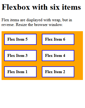 Flex wrap in reverse css