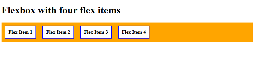 A Flex Container with Four Flex Items in CSS